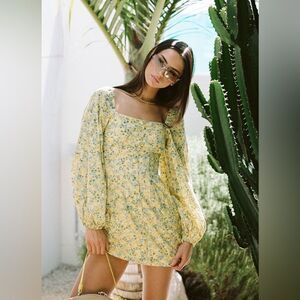 Sabo Tyla Buttercup Mini Dress Size S/4 Floral Peasant Lined Cotton Rayon Blend